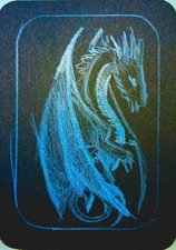 ACEO Hand Drawn Art Card. Signed. Hand Painted Not a Print! Blue Dragon