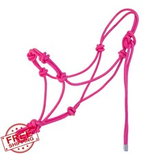 Horzmetnex Horse Halter Rope 4 Knot 1/4" Bitless Training Pink Draft