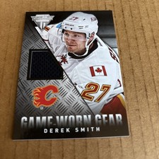 2013 Titanium Game Worn JSY PATCH Derek Smith #GG-DSM Flames Hockey Card (f3)