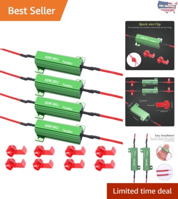 Solve Fast Blinking with 4Pcs 50W 8 Ohm LED Load Resistors for Turn Signals