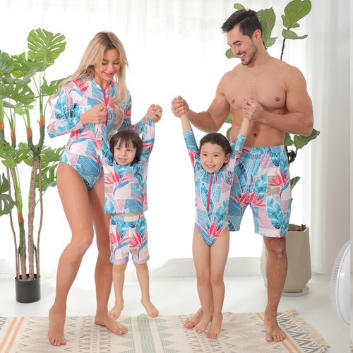 Family Swimsuits Mother Daughter Matching Swimwear Father Son Shorts Bath Suits