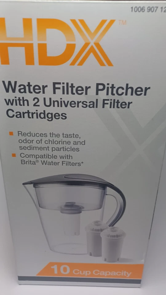 Water Filter Pitcher HDX (10 Cup Capacity) with 2 Universal Filter Cartridges - Image 2 of 4