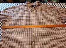 Ralph Lauren Red Plaid Dress Shirt XXL 18 Big Tall Classic Fit Horse