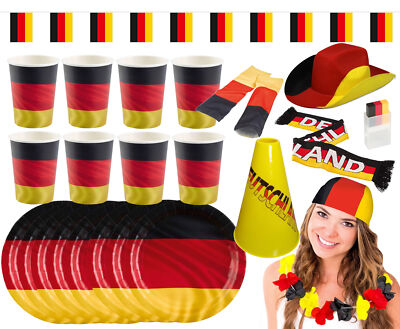 Amscan Deutschland Fanartikel Schal Teller Becher Fußballparty EM Schminkstift
