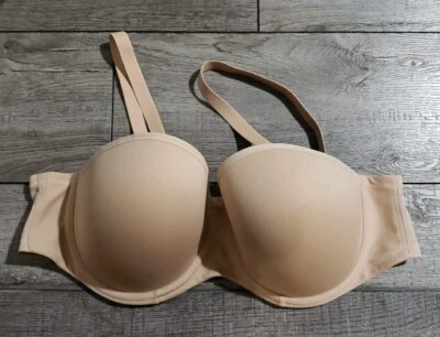 ELOMI 40DD Smooth Moulded Strapless Underwire Bra 4300, SAHARA, Removable Straps