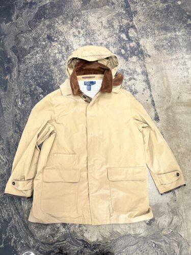 Polo Ralph Lauren Men's XL Jacket Brown Beige Overcoat Leather Trim Corduroy Vtg - Picture 1 of 11