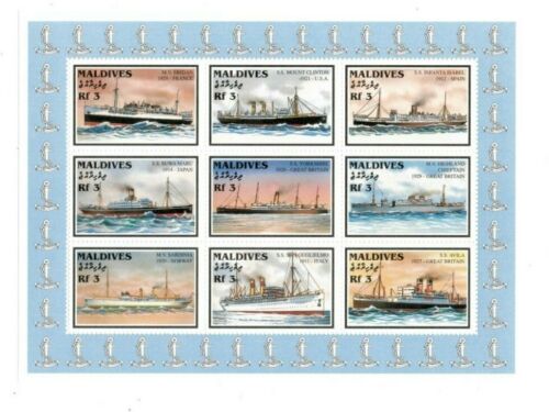 VINTAGE CLASSICS - MALDIVES 9719 - Ships - Sheet of 9 Stamps - MNH