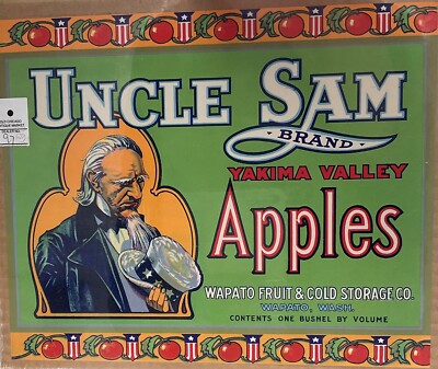 Vintage Uncle Sam Brand Yakima Valley Apples Crate Label