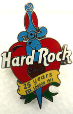 Hard Rock Cafe 25 Years Heart & Dagger Lapel Pin London Est 1971