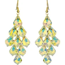 KIRKS FOLLY Divine Crystal Chandelier French Wire Earrings Crystal Aurora B's