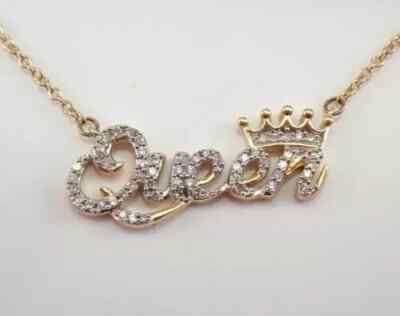 1.50Ct Lab Created Diamond Round QUEEN Pendant 14K Yellow Gold Plated 1'6' Chain