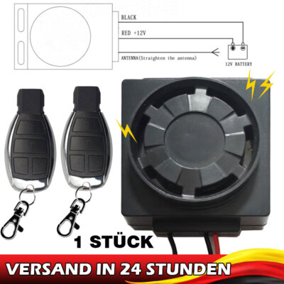 12 Volt Motorrad Fahrrad  Alarmanlage Anti Diebstahl Alarm mit 2x Fernbedienung