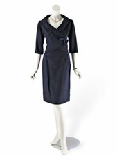 Vintage 50s Navy Blue Skirt Suit - sm