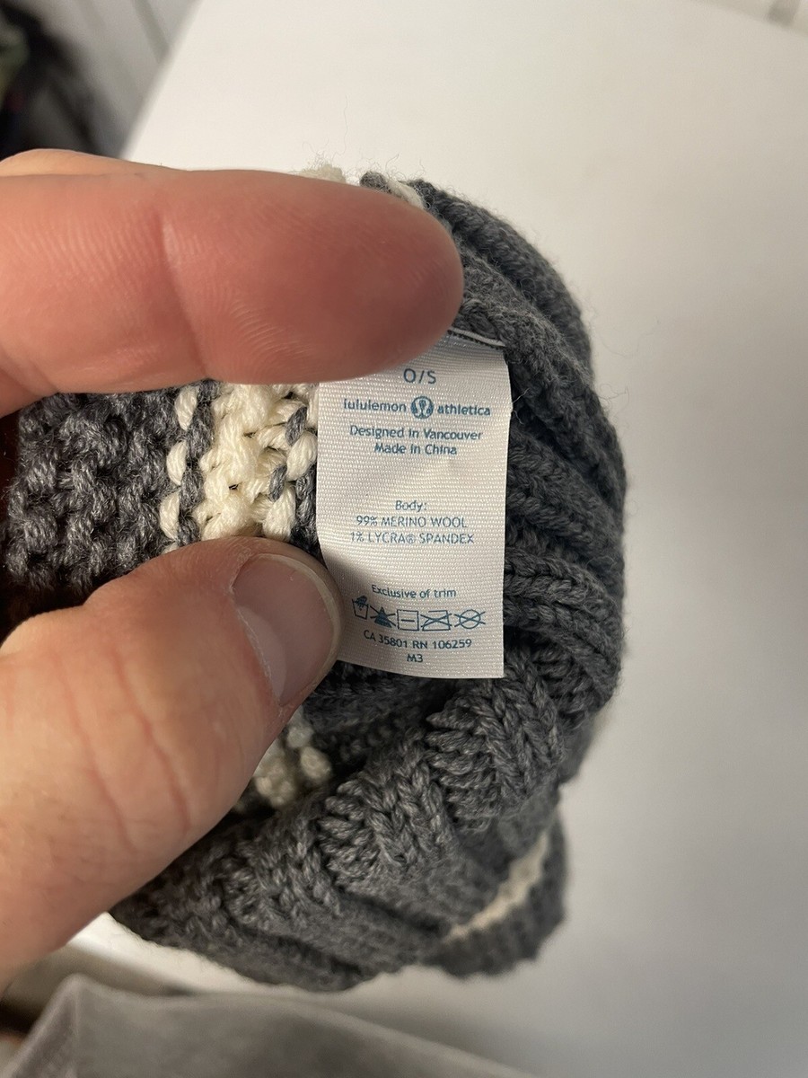 Lululemon Striped Knit Beanie Hat Gray/Ivory O/S | eBay display picture 3