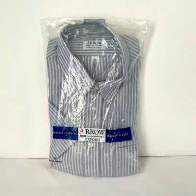 NWT Arrow Men's Blue Striped Shirt eBay