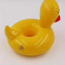 Yellow Duck Shaped Inflatable Floating Drink Coaster Conveniently Holds Glasse