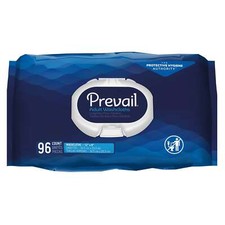 Prevail Adult Washcloth Wipe 8" x 12" Vitamin E and Aloe 96ct Soft Pack