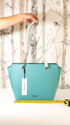 Calvin Klein Hailey Chain Tote Turquoise