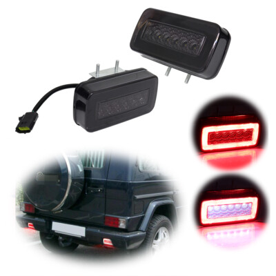 Smoked LED Rear Fog Reverse Lights W /Wiring Harness For 86-18 Benz W463 G-Class
