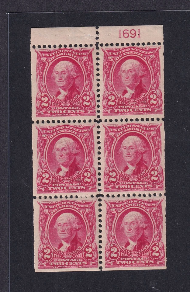 1903 Washington 2c booklet pane Sc 301c position D XF plate number MH OG PF cert - Image 2 of 3