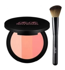 RIRE 3 Colors Triple Blusher 10g + Brush Set Face Blush Pressed Powder
