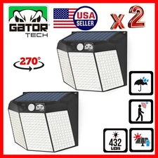 2x Solar Power 432 LED PIR Motion Sensor Outdoor Security Garden Wall Lamp Light