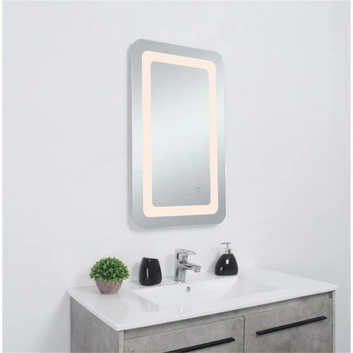 Elegant Decor Genesis 30x27" Rectangle Modern Aluminum LED Mirror in Silver - Picture 6 of 9