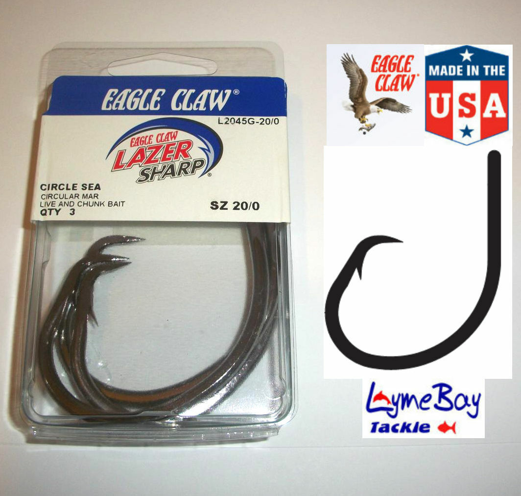 Eagle Claw CIRCLE Big Game Hooks - 18/0 & 20/0 - L2045 Lazer Sharp Needle  Point