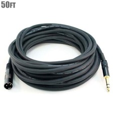 50FT XLR 3-Pin Male to 6.35mm 1/4" TRS Male Balanced Microphone Cable Cord Gold