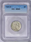 1937-D Buffalo Nickel 5c ICG MS65