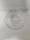 Vintage Anchor Hocking Glass Clear Grape 3 Handles 5" Fruit/Berry Serving Bowl