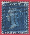 GB QV 1869 2d BLUE PLATE 13 MD IVORY HEAD SG47 GU IN LIVERPOOL 466