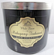Bath Body Works White Barn 3wick 14.5 oz Candle Mahogany Teakwood High Intensity
