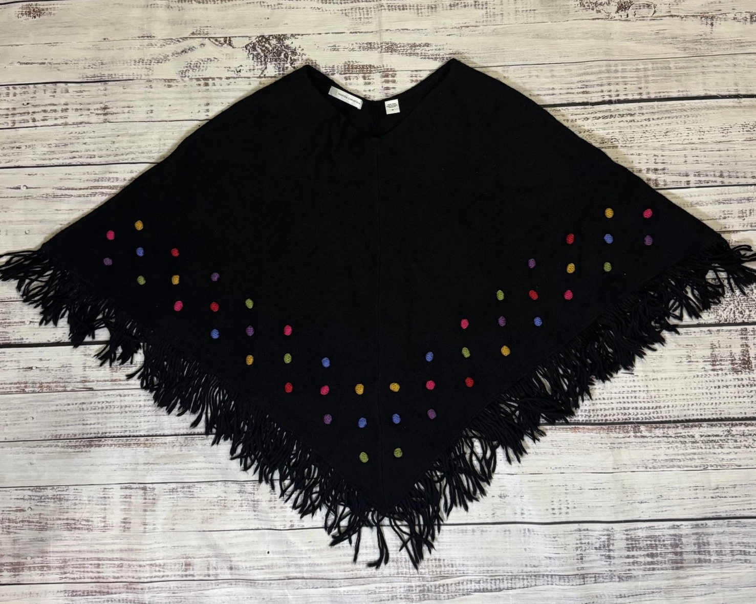 Vintage Marisa Christina Womens Size Medium 100% Wool Rainbow Poncho Cape Fringe
Opens in a new wind