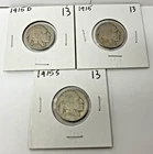 Set of 3 Restored Buffalo Nickels 1915-P/D/S (Set 13)