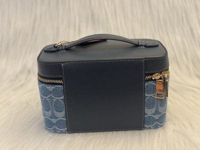 Coach Cosmetic Case in Signature Denim Gold/Indigo CDC16 NWT | eBay