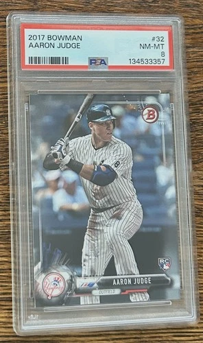 2017 Bowman AARON JUDGE Rookie #32 PSA 8 NM-MT New York Yankees