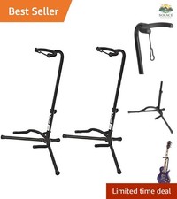 Lightweight Black Velveteen Tripod Guitar Stand - 2-Pack for Musicians