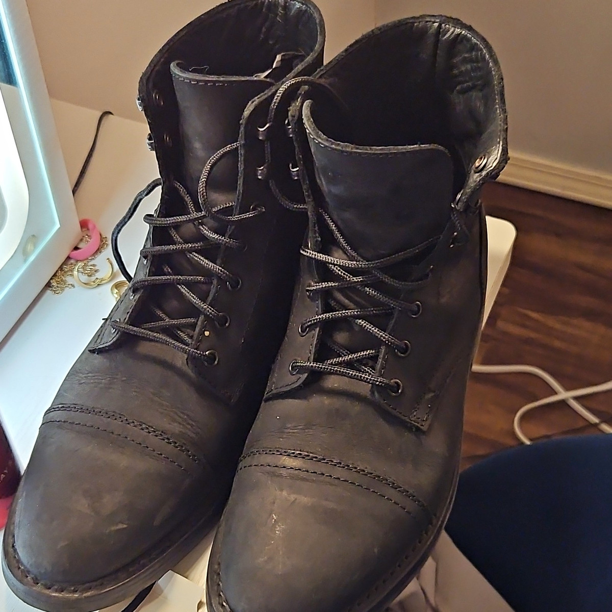 Thursday Boot Co. Men's Black Leather Cap Toe Ankle Lace-Up Boots US 9.5