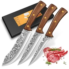 3Pcs Boning Knife Set Butcher Knife Outdoor Viking Meat Cleaver Slaughter Knife