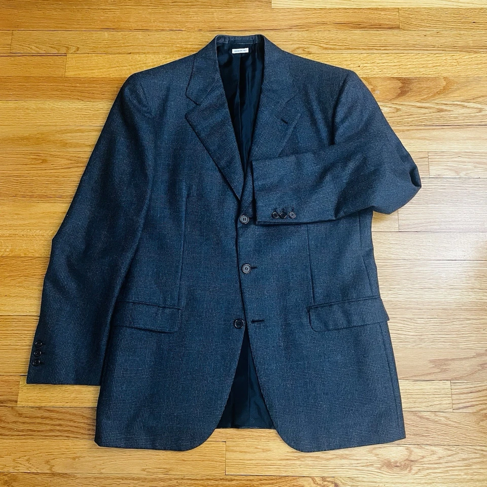 Blazer Brioni Glen Check Azul Marino IT50 (US40) Hecho en Italia 100% Lana Foto 2 de 4