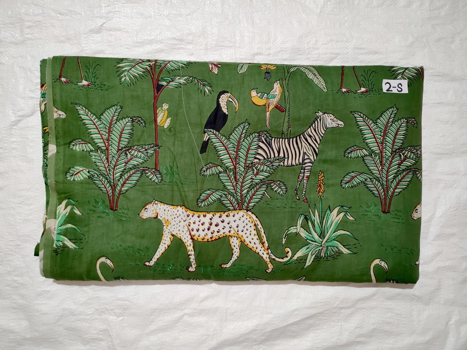 VETEMENTS Tessuto artigianale stampa foresta verde indiana sartoria cucito corsa 3 iarde US