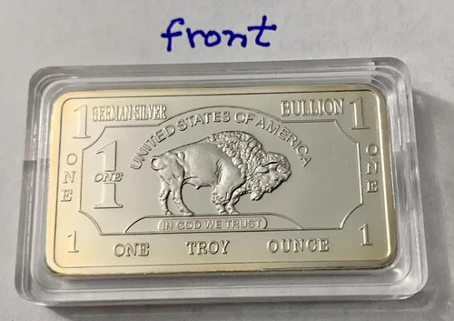 1 Oz German Silver Buffalo Bar  In Case  Low Reserve