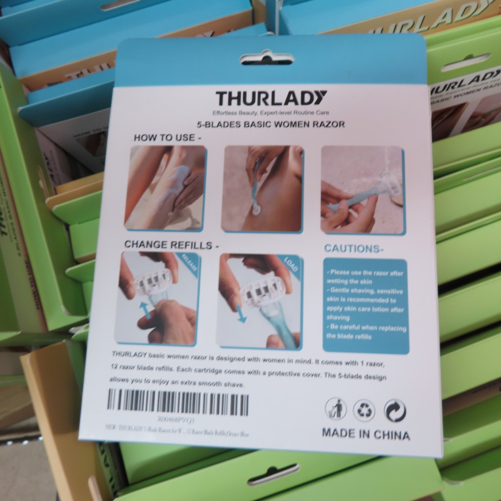 THURLADY 5-BLADE RAZOR FOR WOMEN + 12 REFILLS SHAVER LADY KIT *CHOOSE COLOR*