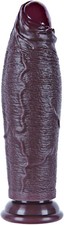 10.5 Inch Uncut Huge Realistic Dildo, 2.4 Inch Diameter Thick Black Giant Dildo,