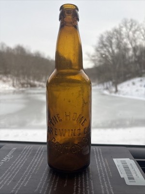 The Home Brewing Co; Canton OH Embossed Amber Beer Bottle