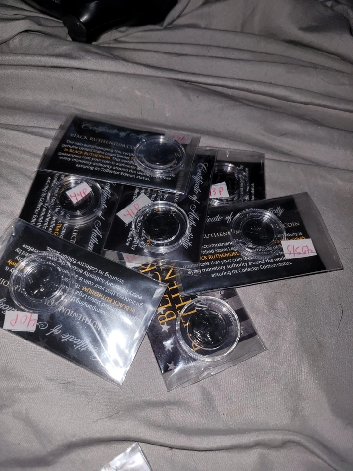 Lote de 5 monedas de diez centavos de mercurio de plata rutenio negro genuinas con certificado de autenticidad sin circular en plástico  Foto 3 de 4