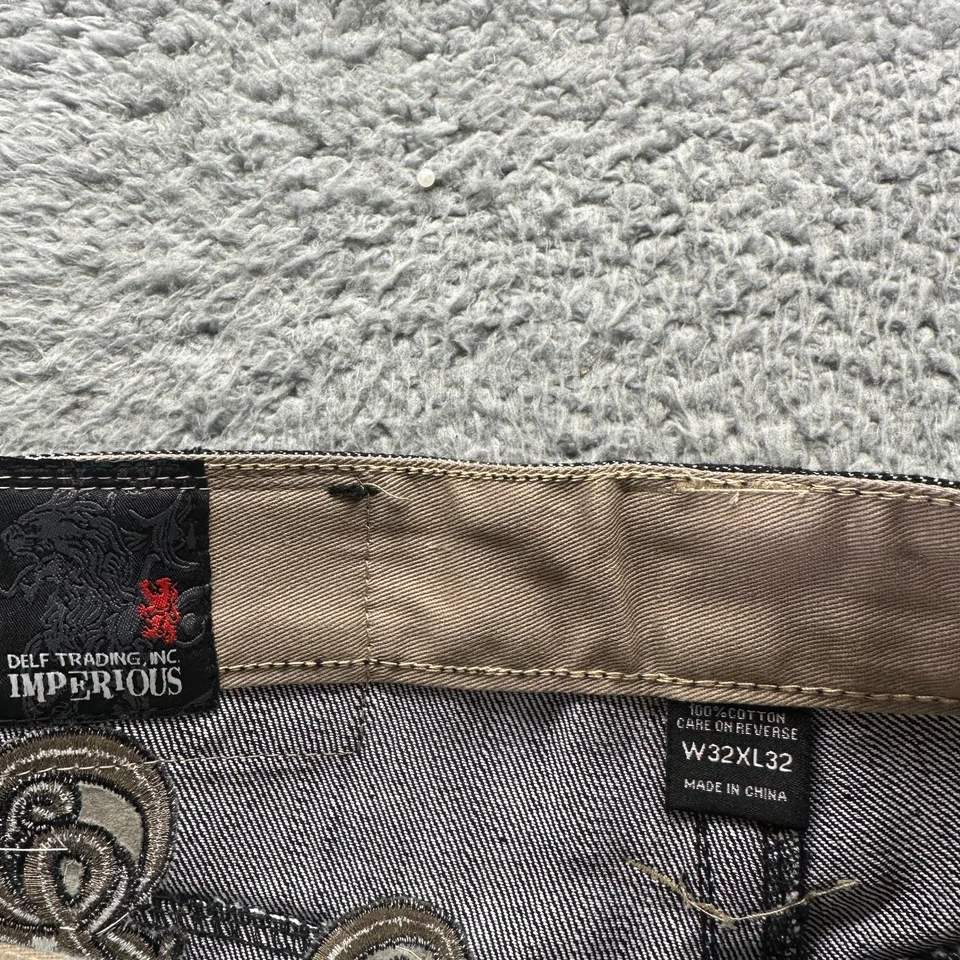 Pantalones de mezclilla imperious para hombre 32x32 negros de colección vaqueros occidentales bordados de pierna ancha Foto 4 de 4