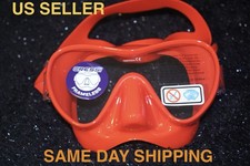 NEW CRESSI F1 FRAMELESS RED SCUBA DIVING MASK W/HARD CASE