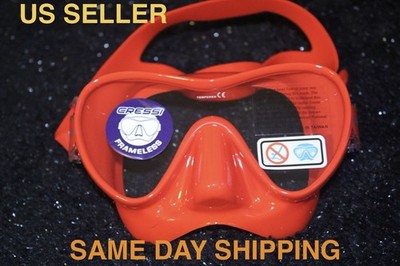 NEW CRESSI F1 FRAMELESS RED SCUBA  DIVING MASK W/HARD CASE